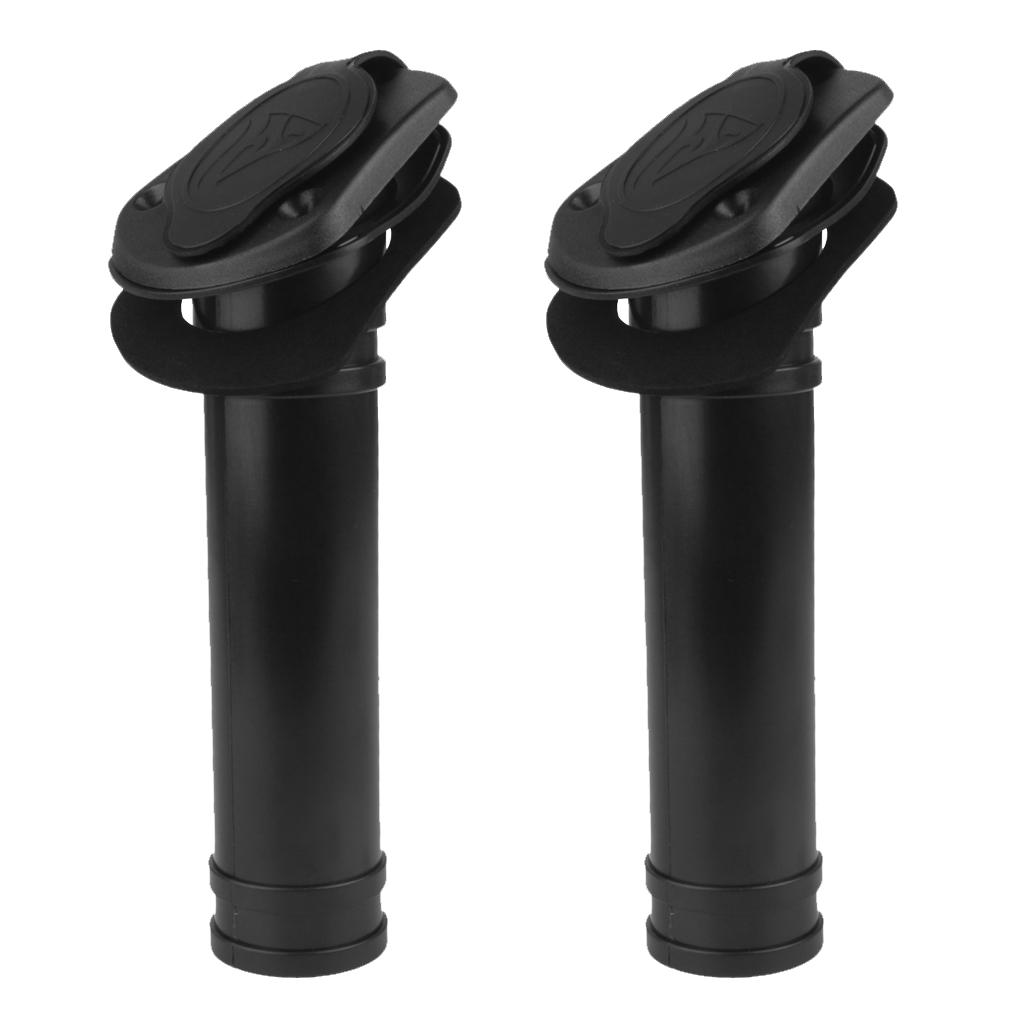 Fishing Kayak Rod Holder - ที่วางคันเบ็ดแบบฝังสำหรับเรือ ทำจากไนลอนสีดำ พร้อมฝาครอบและปะเก็น สำหรับเรือคายัค เรือแคนู และตกปลา