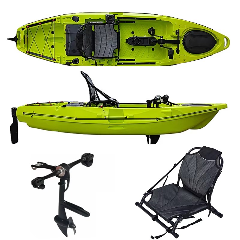Fishing Kayak Pedal Drive - เรือคายัคตกปลาพลาสติก OEM สำหรับหนึ่งคน ขับเคลื่อนด้วยเท้าพร้อมระบบขับเคลื่อนด้วยใบพัด