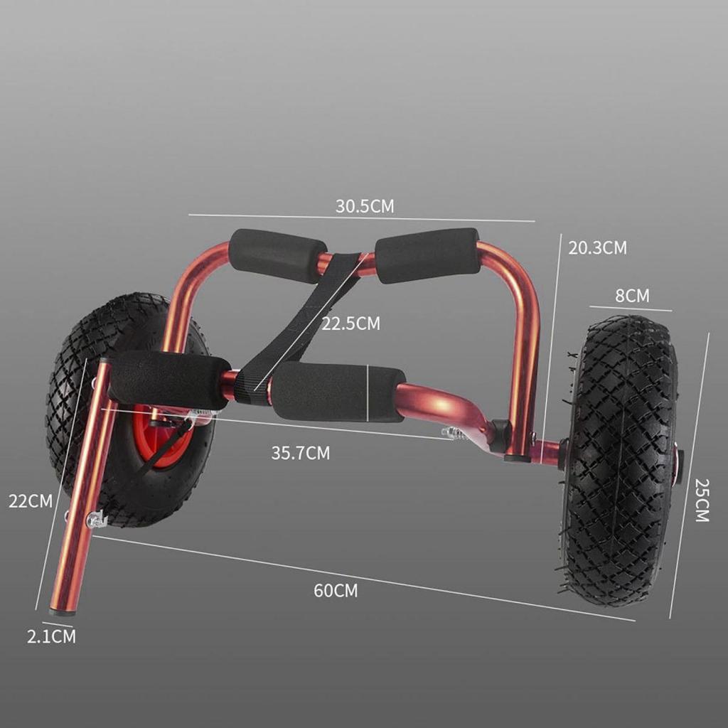 Fishing Kayak Cart - รถเข็นคายัคแบบปรับได้ พับเก็บได้ ทำจากอลูมิเนียม อุปกรณ์เสริมสำหรับเรือ สำหรับพายเรือแคนูแบบเป่าลม ขนย้ายบนชายหาด