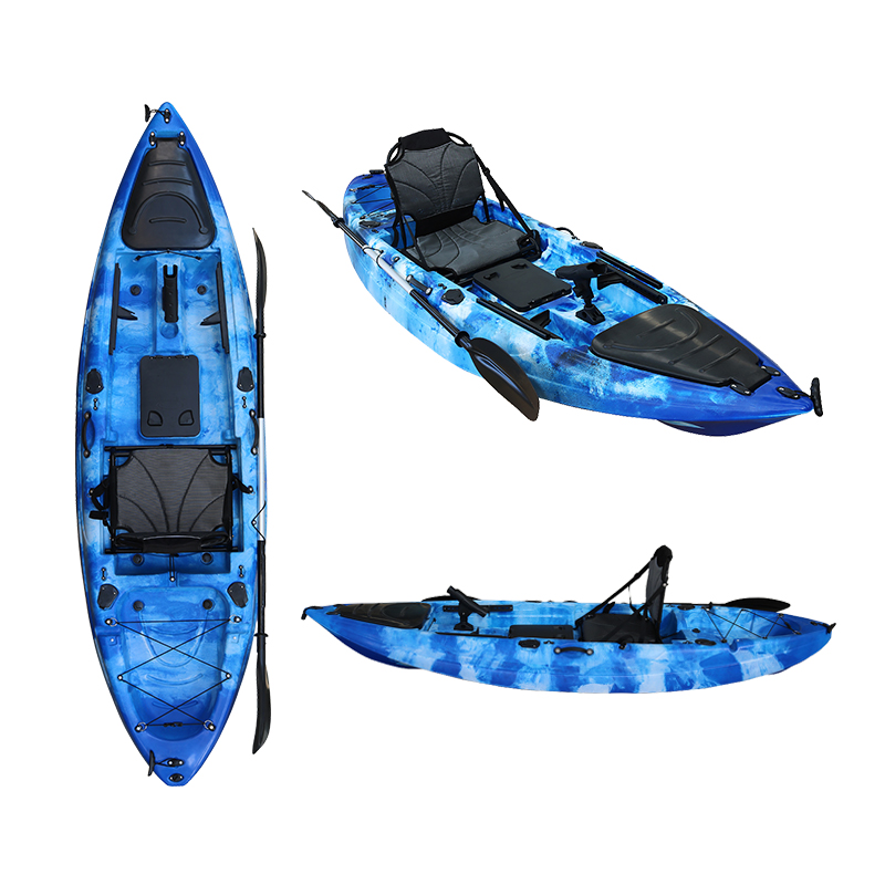 Fishing Kayak Pedal Drive - เรือคายัคเหยียบตกปลาที่นั่งเดี่ยว LLDPE เรือคายัคทะเลพลาสติกพร้อมคันเหยียบเท้าขับเรือคายัคคนเดียว